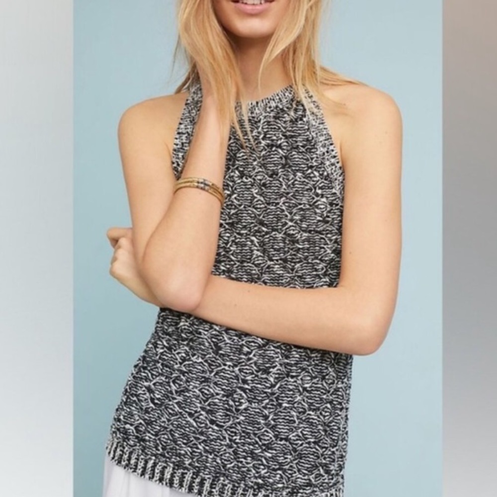 Moth Black and White Knit Sleeveless Sweater